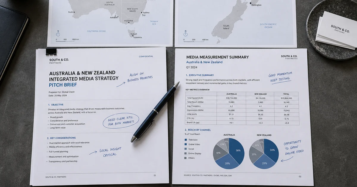 How do you select and manage a media agency in Oceania?